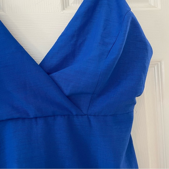 Ruffled Mini Dress Romper - Cobalt Blue - Large - Picture 3 of 10